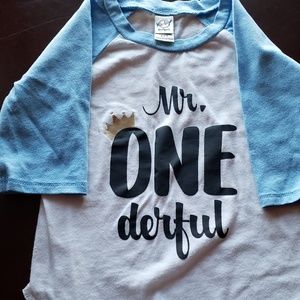 Mr. Onederful Birthday Shirt - Blue  24m